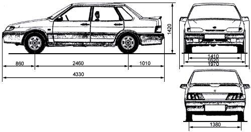 Чертеж ваз 2114 для моделирования